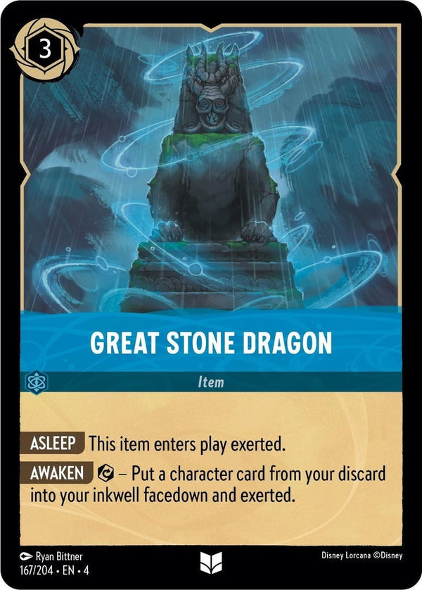 Great Stone Dragon - 167/204 Uncommon Disney Lorcana card from Ursula's Return, Near Mint Normal