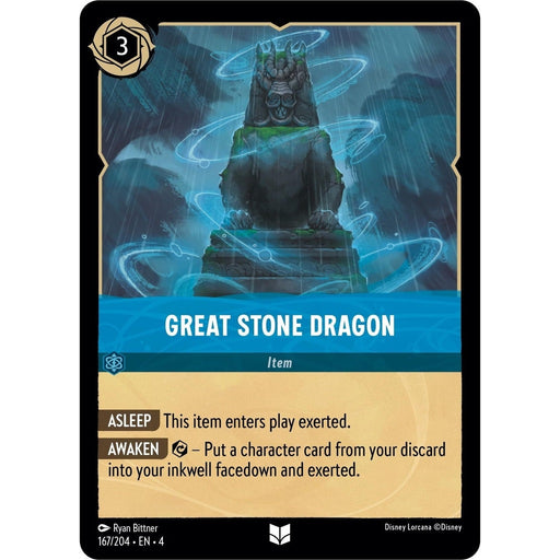 Great Stone Dragon - 167/204 Uncommon Disney Lorcana card from Ursula's Return, Near Mint Normal