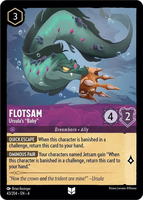 Flotsam - Ursula's "Baby" - 43/204 Uncommon Disney Lorcana card from Ursula's Return, Near Mint Normal