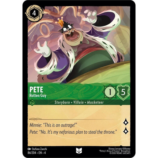 Pete - Rotten Guy - 86/204 Uncommon Disney Lorcana card from Ursula's Return, Near Mint Normal