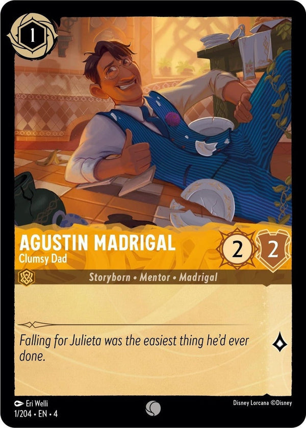 Agustin Madrigal - Clumsy Dad - 1/204 Common Disney Lorcana card from Ursula's Return, Near Mint Normal