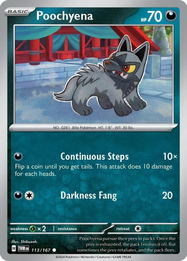 Poochyena - 113/167 Common Pokémon card from Twilight Masquerade, Near Mint Normal