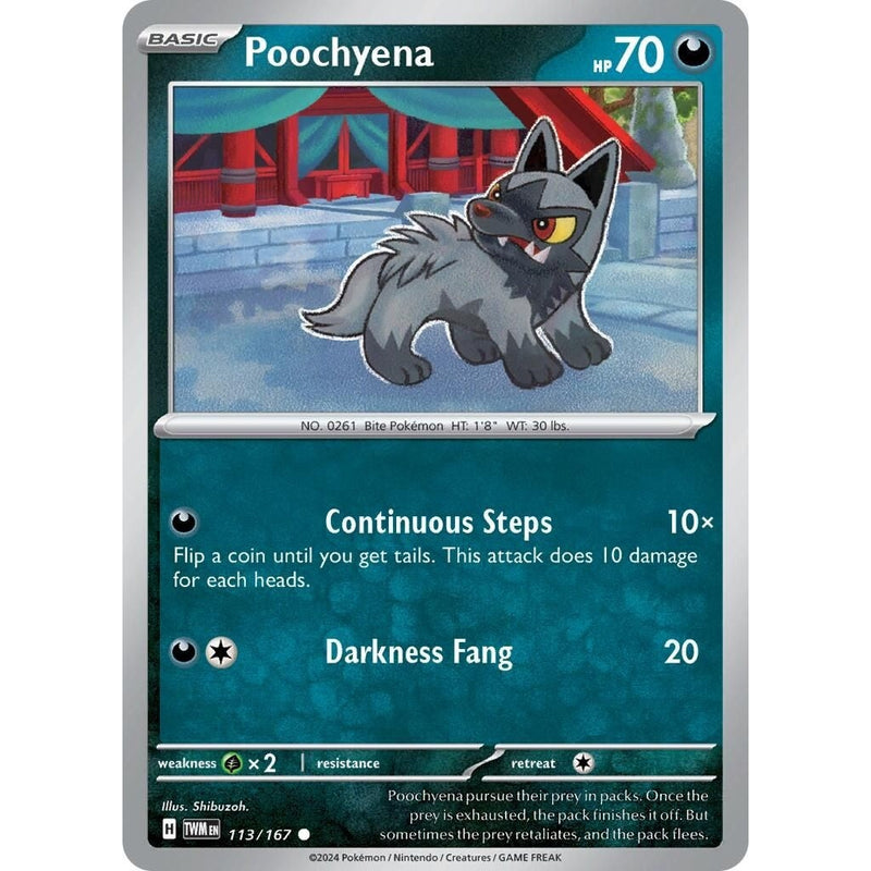 Poochyena - 113/167 Common Pokémon card from Twilight Masquerade, Near Mint Normal