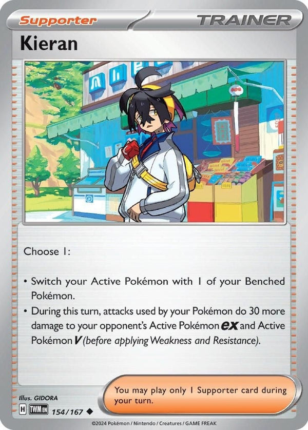 Kieran - 154/167 Uncommon Pokémon card from Twilight Masquerade, Near Mint Normal