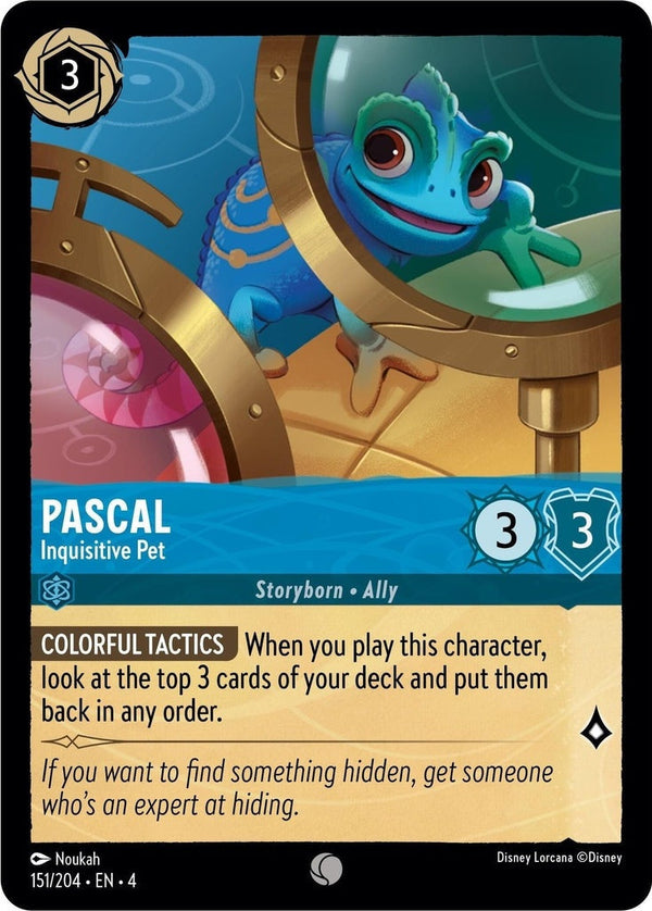 Pascal - Inquisitive Pet - 151/204 Common Disney Lorcana card from Ursula's Return, Near Mint Normal