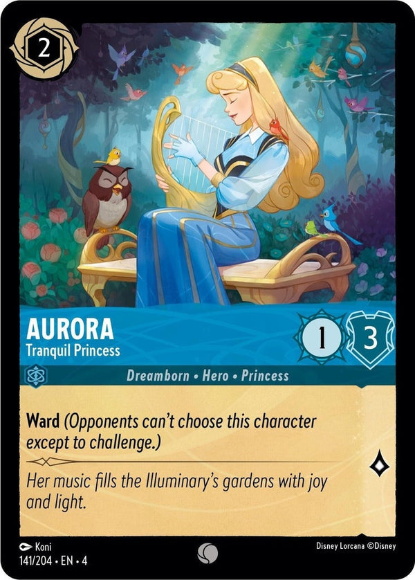 Aurora - Tranquil Princess - 141/204 Common Disney Lorcana card from Ursula's Return, Near Mint Normal