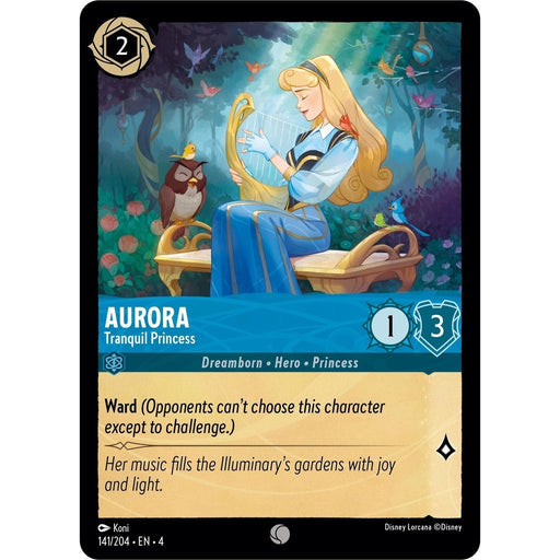 Aurora - Tranquil Princess - 141/204 Common Disney Lorcana card from Ursula's Return, Near Mint Normal