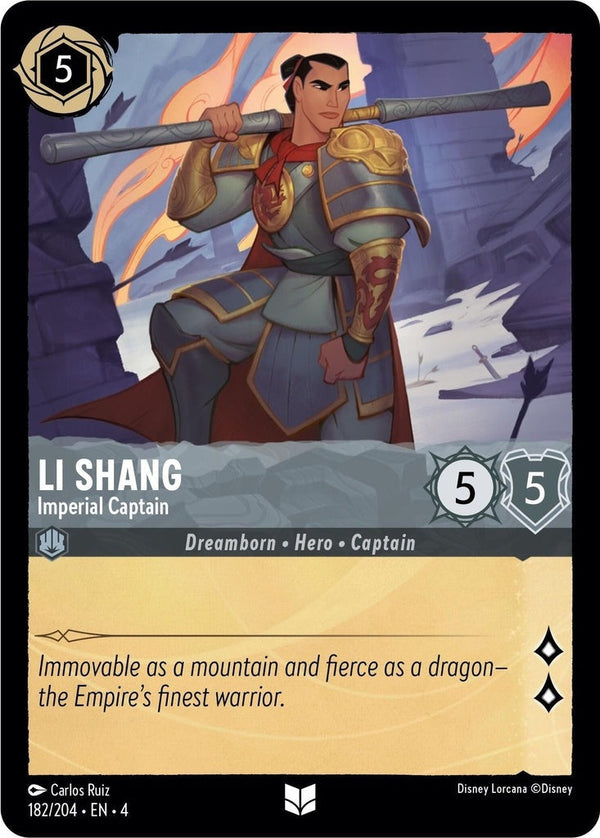 Li Shang - Imperial Captain - 182/204 Uncommon Disney Lorcana card from Ursula's Return, Near Mint Normal