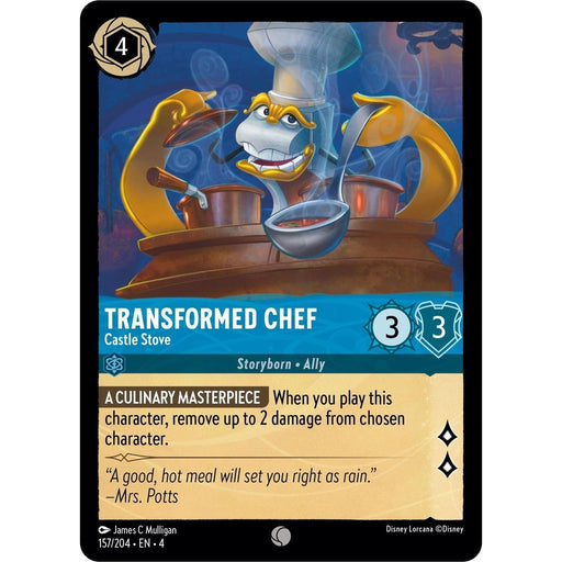 Transformed Chef - Castle Stove - 157/204 Common Disney Lorcana card from Ursula's Return, Near Mint Normal