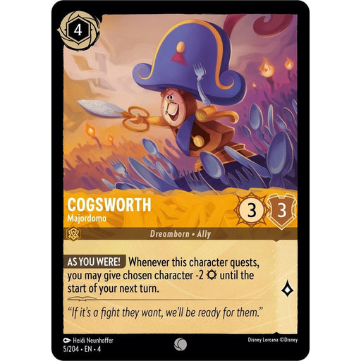 Cogsworth - Majordomo - 5/204 Common Disney Lorcana card from Ursula's Return, Near Mint Normal