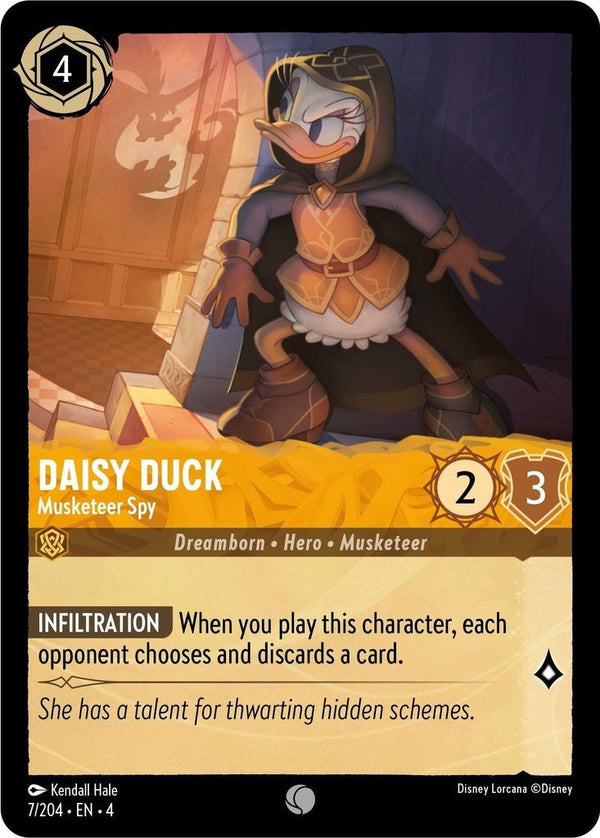 Daisy Duck - Musketeer Spy - 7/204 Common Disney Lorcana card from Ursula's Return, Near Mint Normal