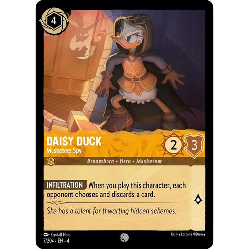 Daisy Duck - Musketeer Spy - 7/204 Common Disney Lorcana card from Ursula's Return, Near Mint Normal