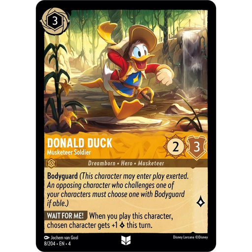 Donald Duck - Musketeer Soldier - 8/204 Uncommon Disney Lorcana card from Ursula's Return, Near Mint Normal