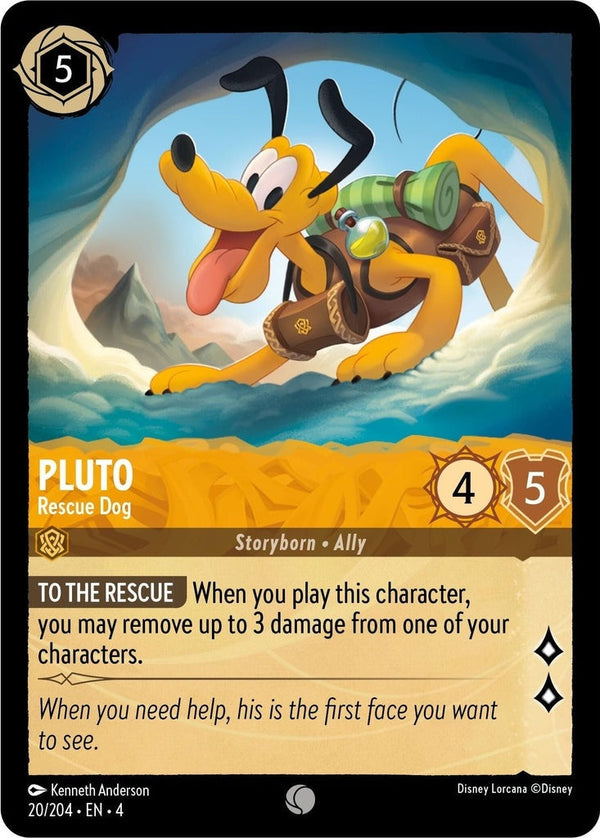 Pluto - Rescue Dog - 20/204 Common Disney Lorcana card from Ursula's Return, Near Mint Normal
