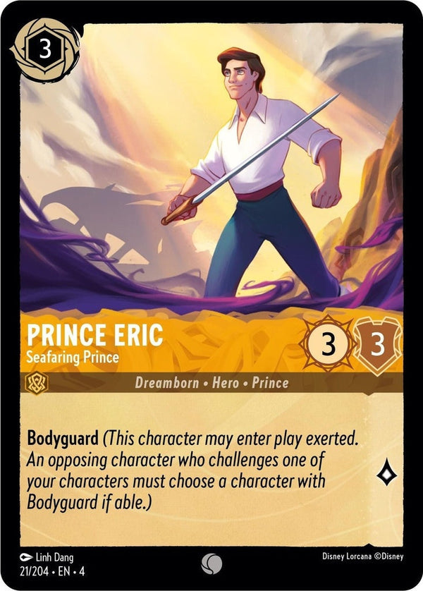 Prince Eric - Seafaring Prince - 21/204 Common Disney Lorcana card from Ursula's Return, Near Mint Normal