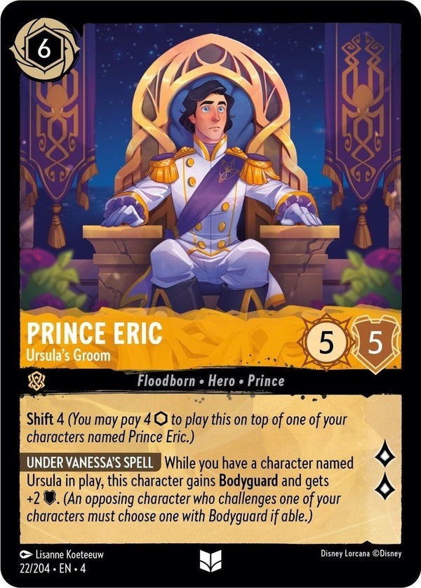 Prince Eric - Ursula's Groom - 22/204 Uncommon Disney Lorcana card from Ursula's Return, Near Mint Normal