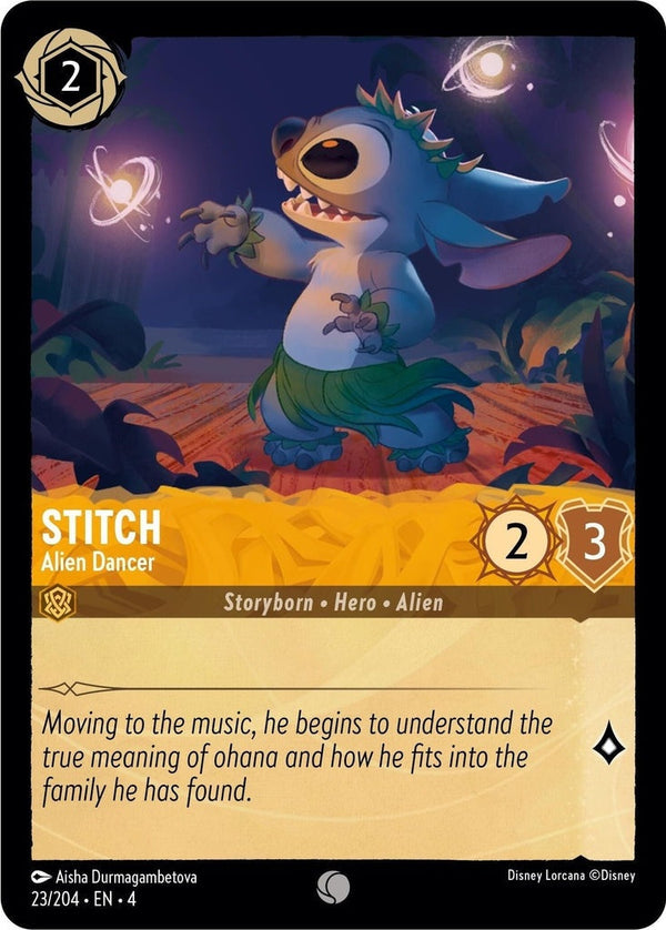 Stitch - Alien Dancer - 23/204 Common Disney Lorcana card from Ursula's Return, Near Mint Normal
