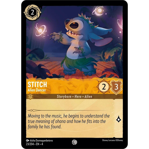 Stitch - Alien Dancer - 23/204 Common Disney Lorcana card from Ursula's Return, Near Mint Normal