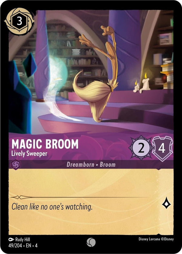Magic Broom - Lively Sweeper - 49/204 Common Disney Lorcana card from Ursula's Return, Near Mint Normal