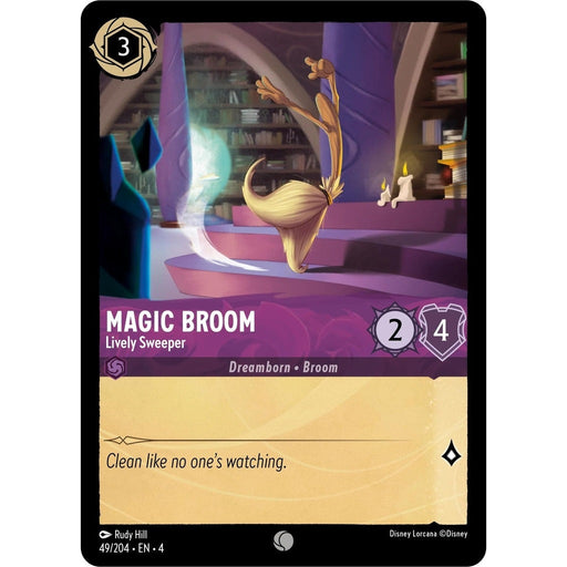 Magic Broom - Lively Sweeper - 49/204 Common Disney Lorcana card from Ursula's Return, Near Mint Normal