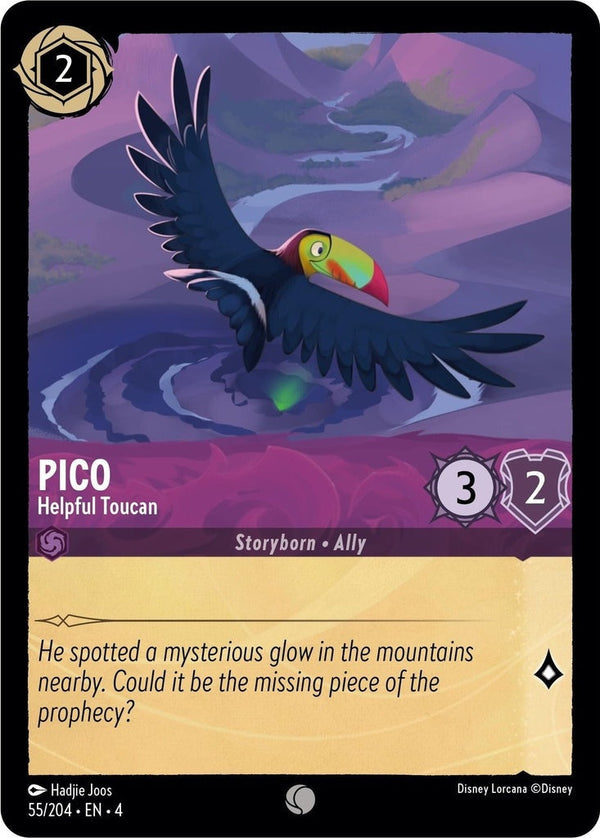 Pico - Helpful Toucan - 55/204 Common Disney Lorcana card from Ursula's Return, Near Mint Normal