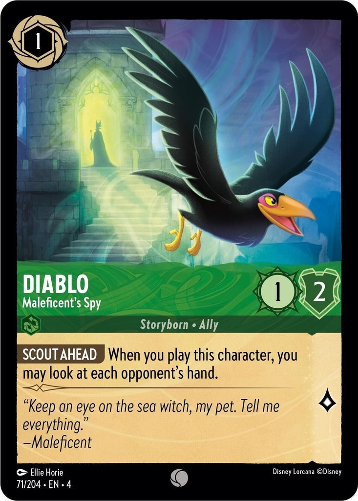 Diablo - Maleficent's Spy - 71/204 Common Disney Lorcana card from Ursula's Return, Near Mint Normal