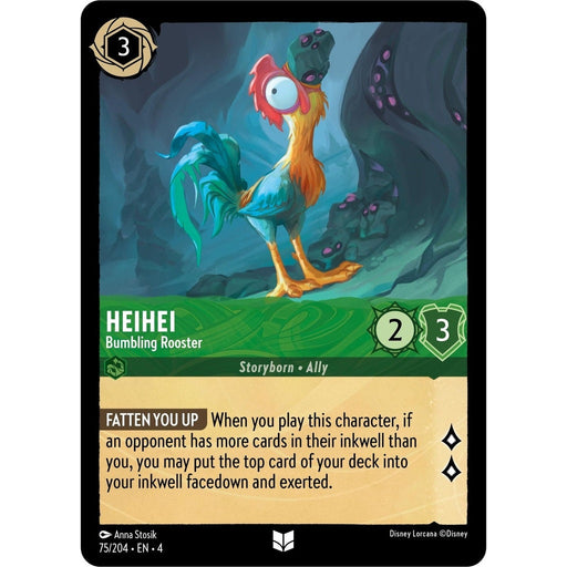 Heihei - Bumbling Rooster - 75/204 Uncommon Disney Lorcana card from Ursula's Return, Near Mint Normal