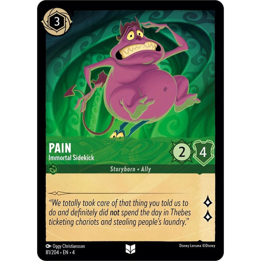 Pain - Immortal Sidekick - 81/204 Uncommon Disney Lorcana card from Ursula's Return, Near Mint Normal