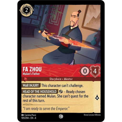 Fa Zhou - Mulan's Father - 105/204 Common Disney Lorcana card from Ursula's Return, Near Mint Normal
