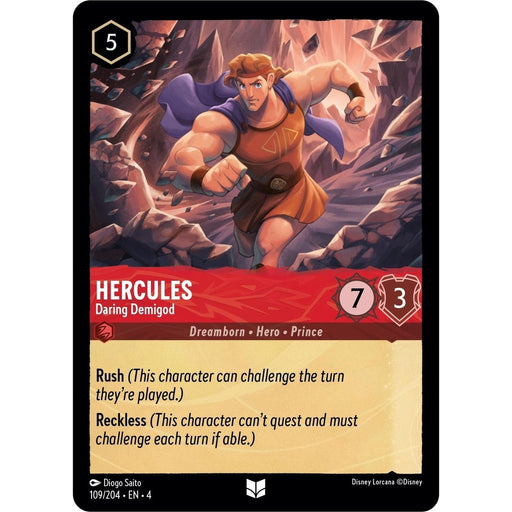 Hercules - Daring Demigod - 109/204 Uncommon Disney Lorcana card from Ursula's Return, Near Mint Normal