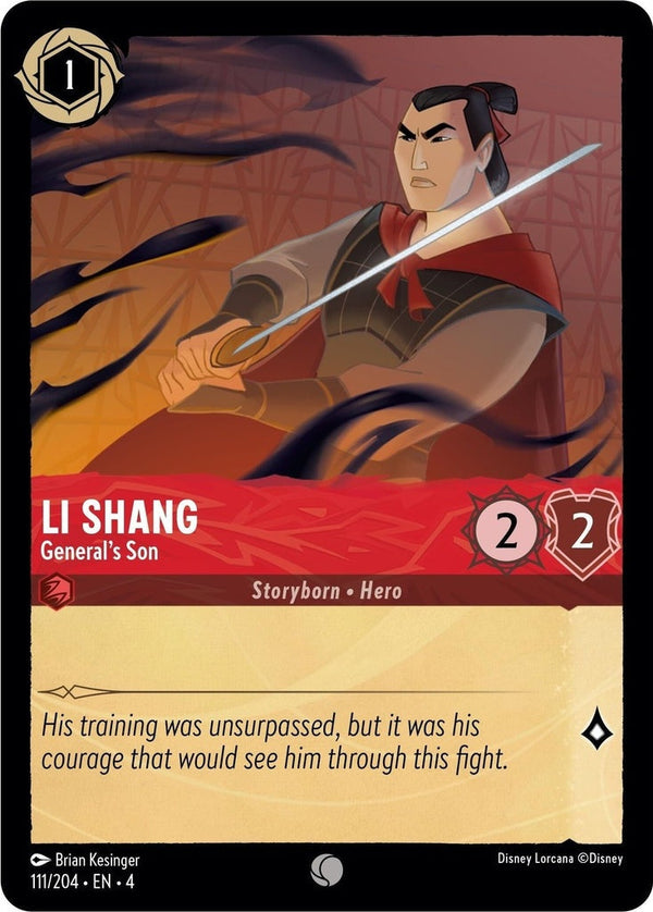 Li Shang - General's Son - 111/204 Common Disney Lorcana card from Ursula's Return, Near Mint Normal