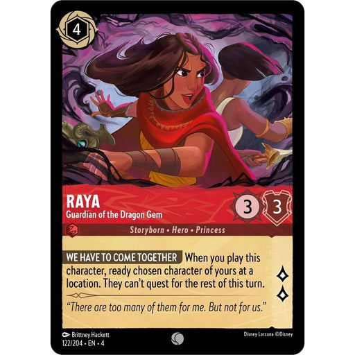 Raya - Guardian of the Dragon Gem - 122/204 Common Disney Lorcana card from Ursula's Return, Near Mint Normal