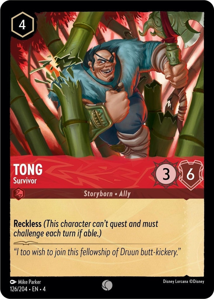 Tong - Survivor - 126/204 Common Disney Lorcana card from Ursula's Return, Near Mint Normal