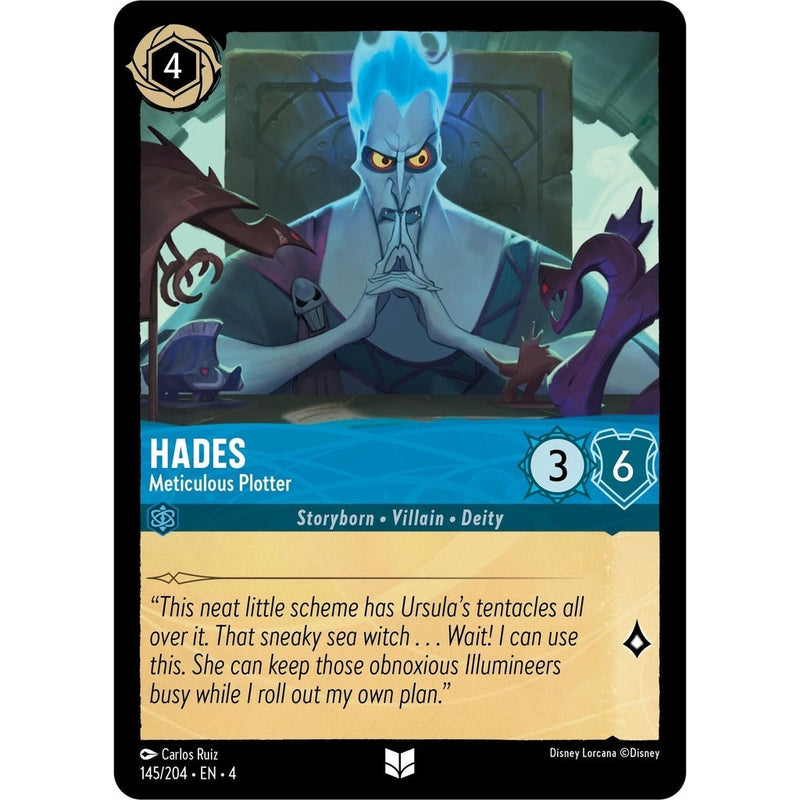 Hades - Meticulous Plotter - 145/204 Uncommon Disney Lorcana card from Ursula's Return, Near Mint Normal