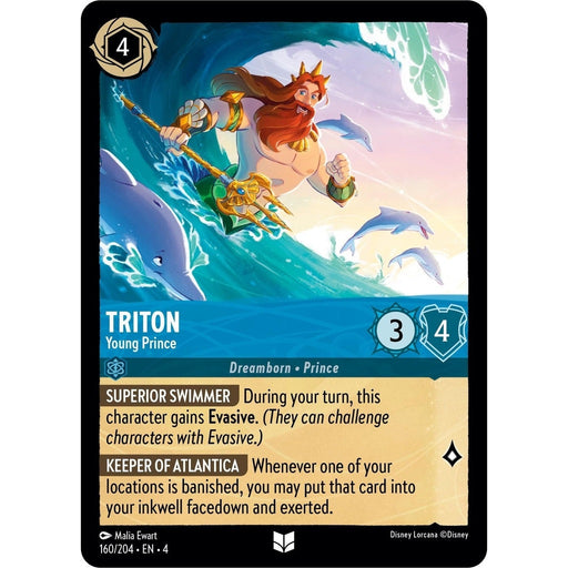 Triton - Young Prince - 160/204 Uncommon Disney Lorcana card from Ursula's Return, Near Mint Normal
