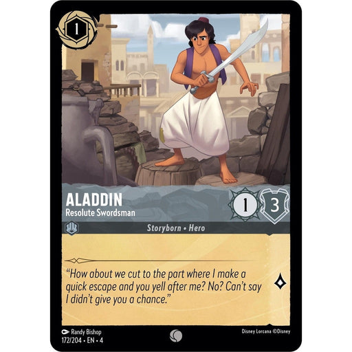 Aladdin - Resolute Swordsman - 172/204 Common Disney Lorcana card from Ursula's Return, Near Mint Normal
