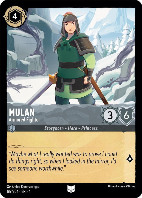 Mulan - Armored Fighter - 189/204 Uncommon Disney Lorcana card from Ursula's Return, Near Mint Normal