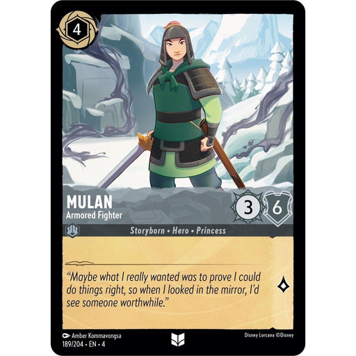 Mulan - Armored Fighter - 189/204 Uncommon Disney Lorcana card from Ursula's Return, Near Mint Normal