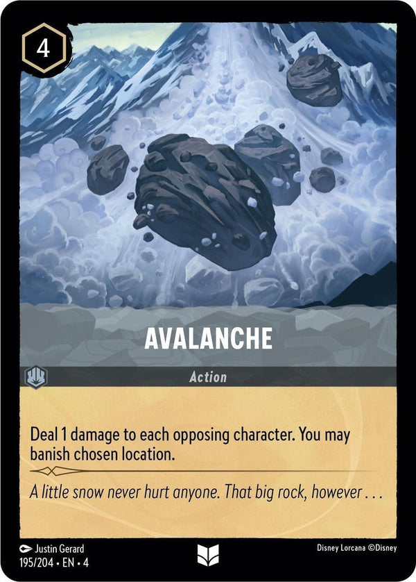 Avalanche - 195/204 Uncommon Disney Lorcana card from Ursula's Return, Near Mint Normal