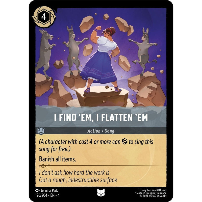 I Find 'Em, I Flatten 'Em - 196/204 Uncommon Disney Lorcana card from Ursula's Return, Near Mint Normal