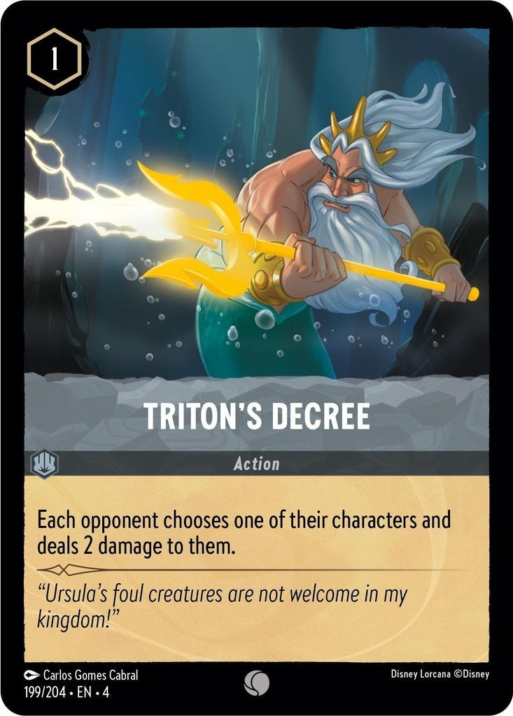 Triton's Decree - 199/204 Common Disney Lorcana card from Ursula's Return, Near Mint Normal