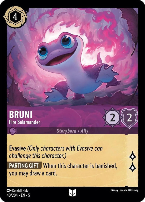 Bruni - Fire Salamander - 40/204 Uncommon Disney Lorcana card from Shimmering Skies, Near Mint Normal