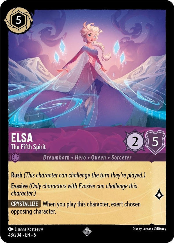 Elsa - The Fifth Spirit - 48/204 Super Rare Disney Lorcana card from Shimmering Skies, Near Mint Cold Foil