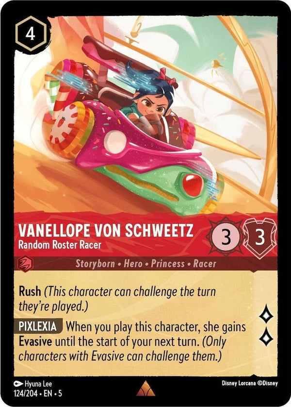 Vanellope von Schweetz - Random Roster Racer - 124/204 Rare Disney Lorcana card from Shimmering Skies, Near Mint Normal