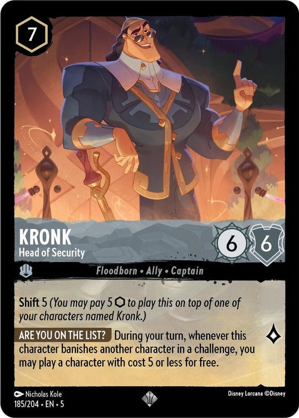Kronk - Head of Security - 185/204 Super Rare Disney Lorcana card from Shimmering Skies, Near Mint Cold Foil