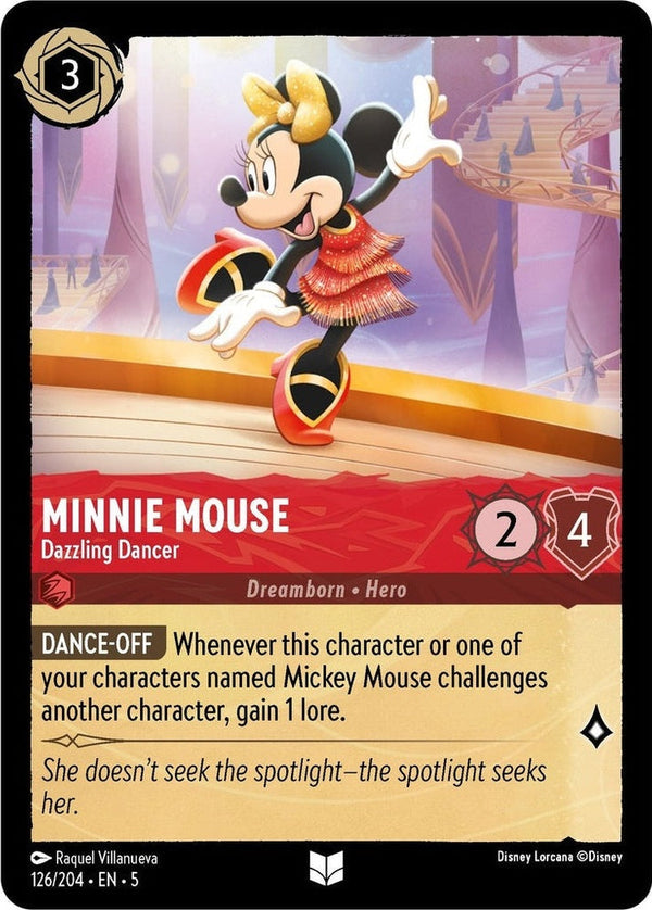 Minnie Mouse - Dazzling Dancer - 126/204 Uncommon Disney Lorcana card from Shimmering Skies, Near Mint Normal