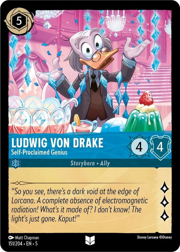 Ludwig Von Drake - Self-Proclaimed Genius - 151/204 Uncommon Disney Lorcana card from Shimmering Skies, Near Mint Normal