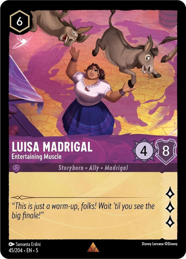 Luisa Madrigal - Entertaining Muscle - 45/204 Rare Disney Lorcana card from Shimmering Skies, Near Mint Normal