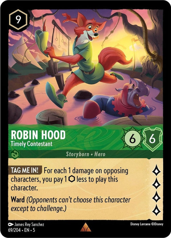 Robin Hood - Timely Contestant - 69/204 Rare Disney Lorcana card from Shimmering Skies, Near Mint Normal