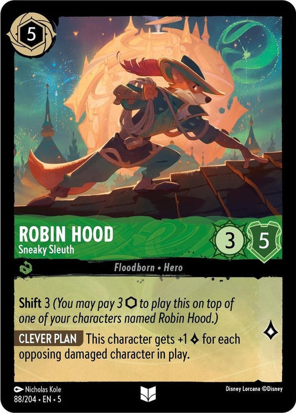 Robin Hood - Sneaky Sleuth - 88/204 Uncommon Disney Lorcana card from Shimmering Skies, Near Mint Normal